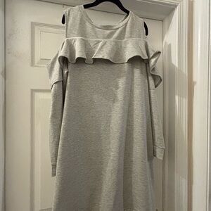 Ashley Stewart Light Gray Ruffle Dress